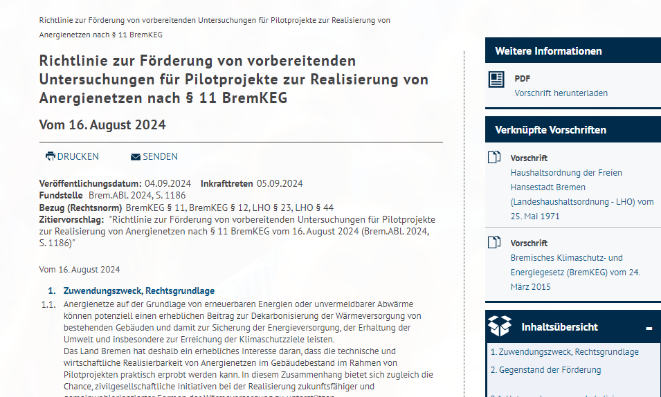 Screenshot Transparenzportal Bremen