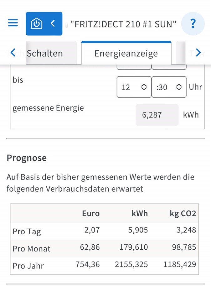 App-Prognose der PV-Anlage